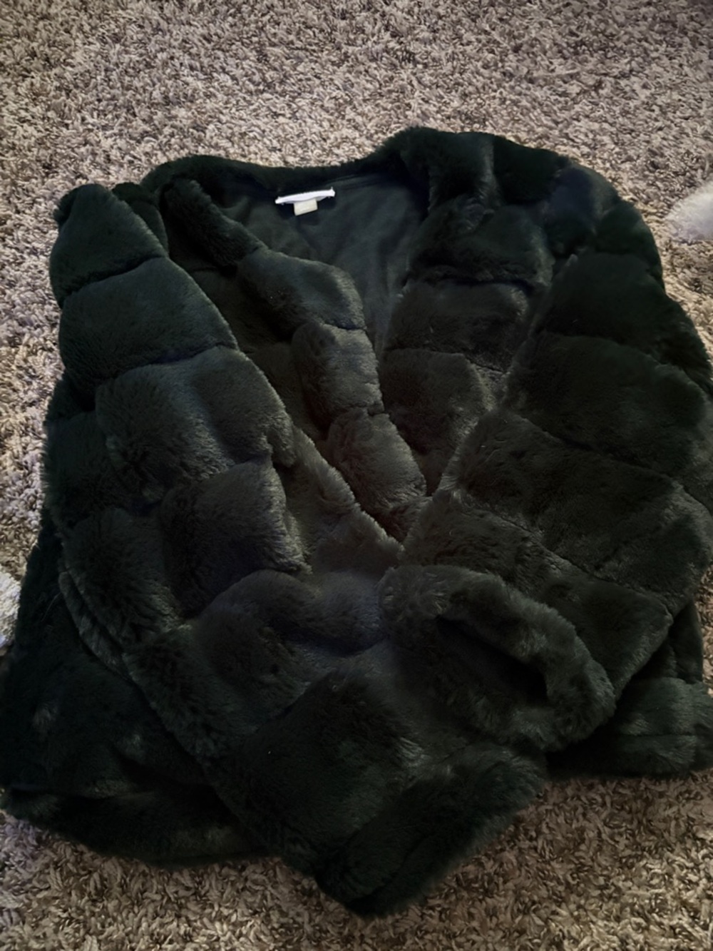 Calvin Klein Dark Green Plush Faux Fur Teddy Jacket
